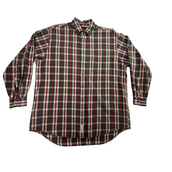 Abercrombie & Fitch Co. Men’s Red/Green Plaid Button-Up Long Sleeve Shirt Size M - Picture 1 of 8